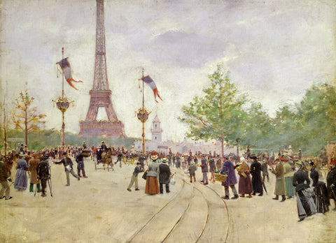 Entrance to the Worlds Fair (Entrée à lexposition universelle) - Jean Béraud Painting by Jean Béraud