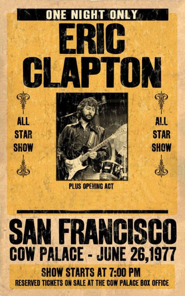 Eric Clapton - One Night Only 1977 - Vintage Rock And Roll Music Poster - Life Size Posters