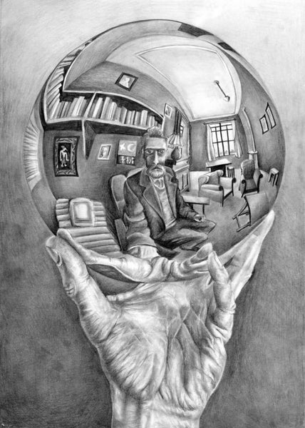 Hand With Reflecting Sphere - Large Art Prints