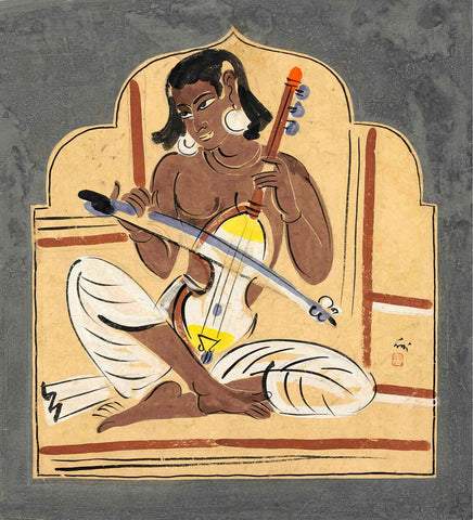 Esraj Player - Nandalal Bose - Bengal School Indian Painting - Art Prints