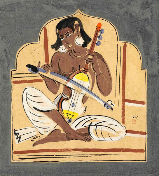 Esraj Player - Nandalal Bose - Bengal School Indian Painting - Framed Prints