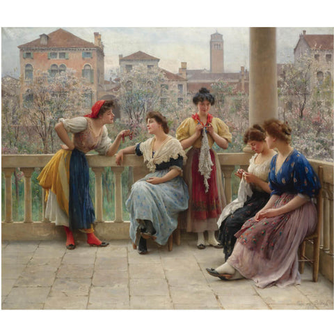 Conversation On The Terrace by Eugene de Blaas