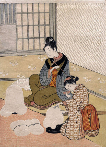 Evening Snow On The Heater - Suzuki Harunobu - Japanese Nishiki-e Woodblock Painting - Posters