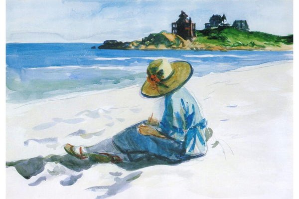 Jo Sketching at Good Harbor Beach (Watercolor) – Edward Hopper - Framed Prints