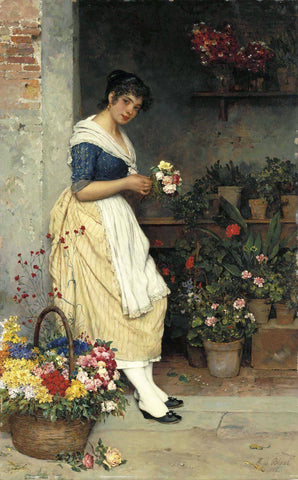 Fairest Rose Maiden - Eugen Von Blaas Painting by Eugene de Blaas