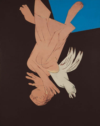 Falling Figure With Bird - Framed Prints by Tyeb Mehta
