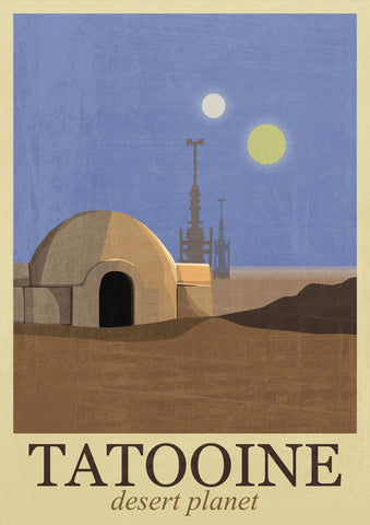 Fan Art - Tatooine Travel Poster - Star Wars - Hollywood Collection - Large Art Prints