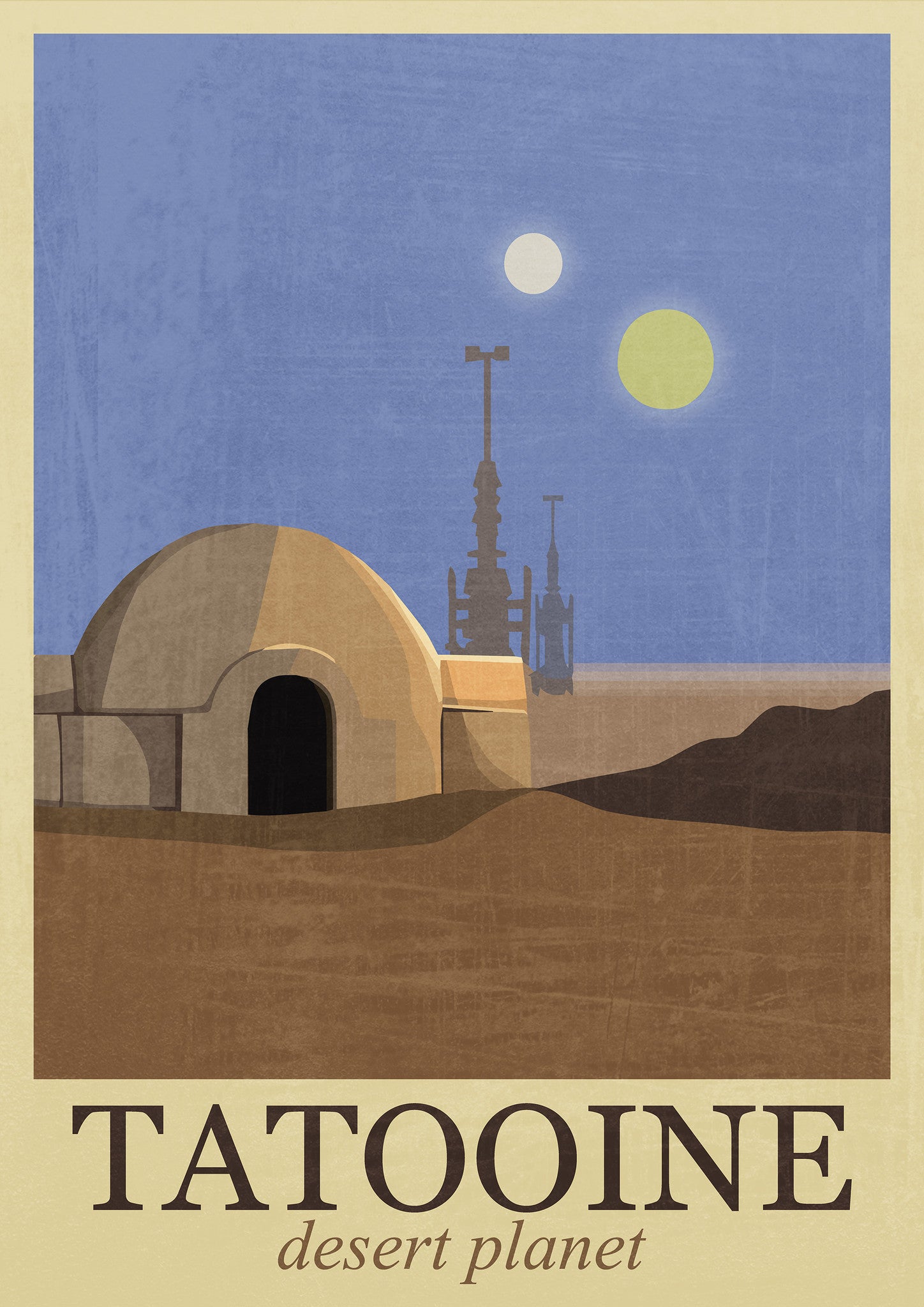 Fan Art Tatooine Travel Poster Star Wars Hollywood Collection  Framed Prints