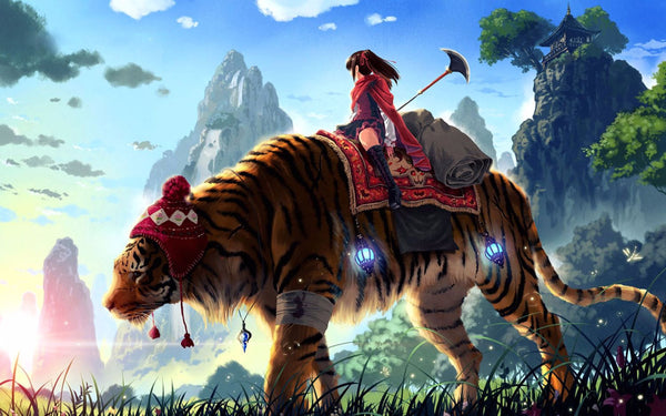 Fantasy Art - Woman Warrior With Tiger #2 - Canvas Prints
