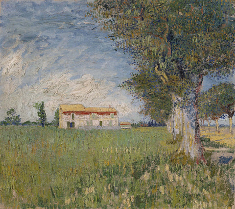 Farmhouse in a Wheatfield - Large Art Prints by Vincent Van Gogh