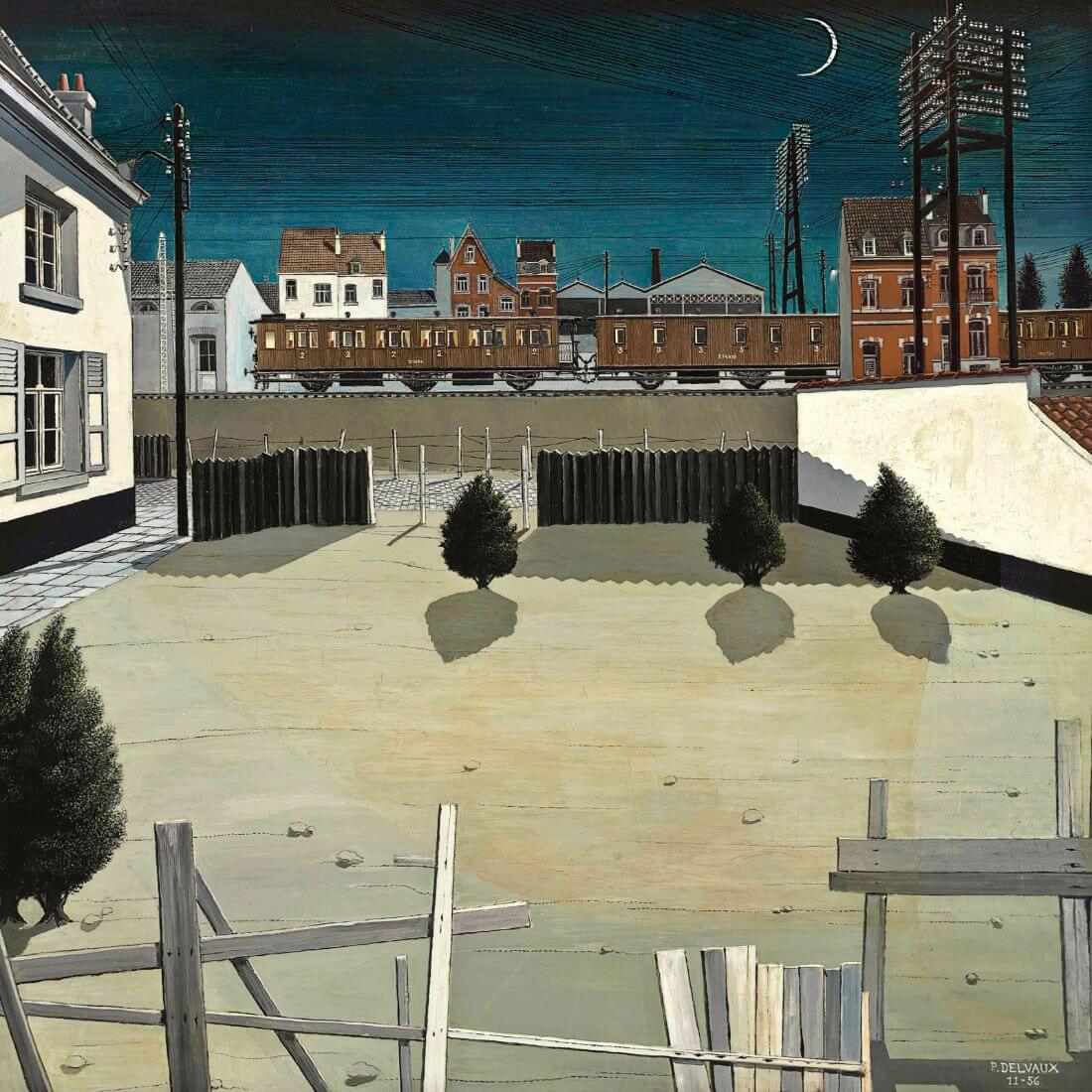 Faubourg - Paul Delvaux - Surrealism Painting by Paul Delvaux