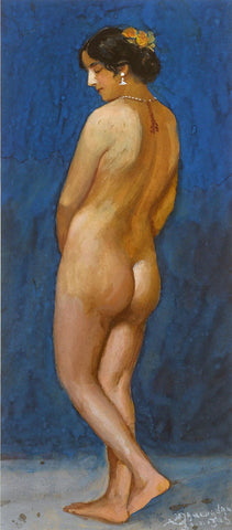 Female (Nude) - Mahadev Viswanath Dhurandhar - Indian Masters Painting - Framed Prints