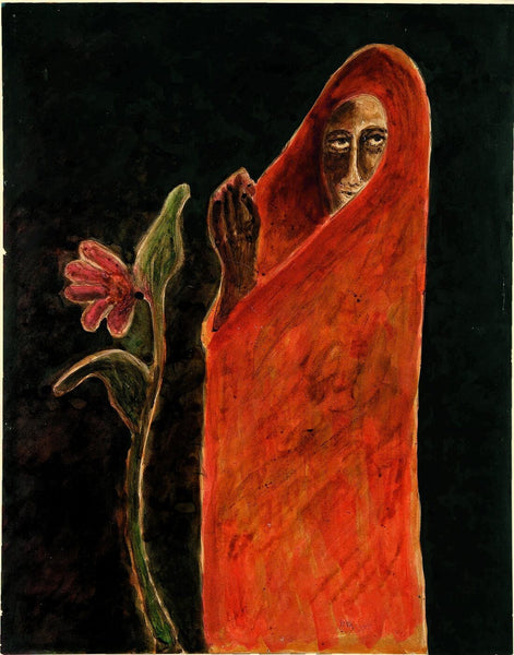 Woman With Flower - Posters
