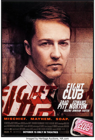Fight Club - Ed Norton - Hollywood Cult Classic English Movie Poster - Art Prints by Alice