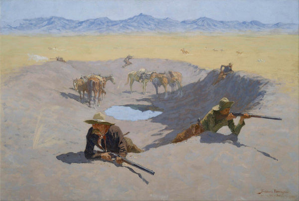 Fight for the Waterhole - Frederic Remington - Framed Prints