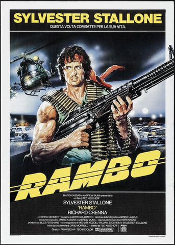 First Blood (Rambo) - Sylvester Stallone - Hollywood Action Movie - Italian Release Poster - Life Size Posters by Tallenge