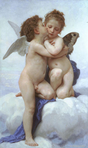 First Kiss (L'Amour et Psyché) – Adolphe-William Bouguereau Painting - Canvas Prints