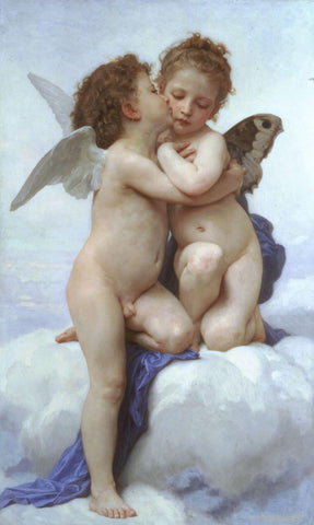 First Kiss (L'Amour et Psyché) – Adolphe-William Bouguereau Painting - Framed Prints