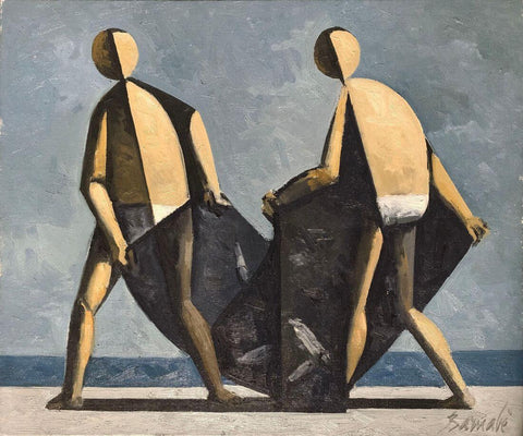 Fishermen - Duilio Barnabe - Figurative Contemporary Art Painting - Large Art Prints by Duilio Barnabe