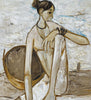 Fisherwoman Waiting - B Prabha - Indian Painting - Posters