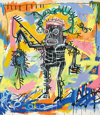 Fishing - Jean-Michel Basquiat - Neo Expressionist Painting by Jean-Michel Basquiat