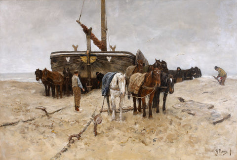 Fishing Boat On The Beach - Canvas Prints by Anton Mauve