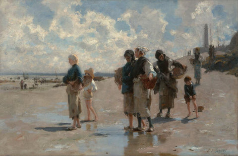 Fishing For Oysters At Cancale - John Singer Sargent Painting - Large Art Prints by John Singer Sargent