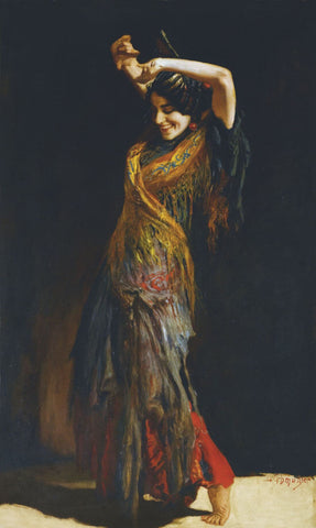 The Flamenco Dancer (Die Flamenco-Tänzerin) - Leopold Schmutzler - Rococo Painting - Large Art Prints by Leopold Schmutzler