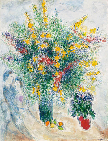 Flowers In The Light (Fleurs Dans La Lumiere)  - Marc Chagall Floral Painting - Posters by Marc Chagall