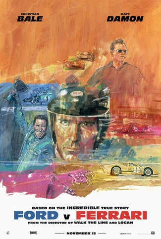Ford Vs Ferrari - Christian Bale - Matt Damon - Le Mans 66 - Hollywood English Action Movie Art - Framed Prints by Kaiden Thompson