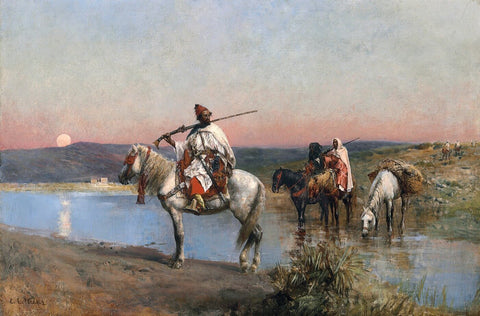 Fording A Stream - Edwin Lord Weeks - Posters by Edwin Lord Weeks