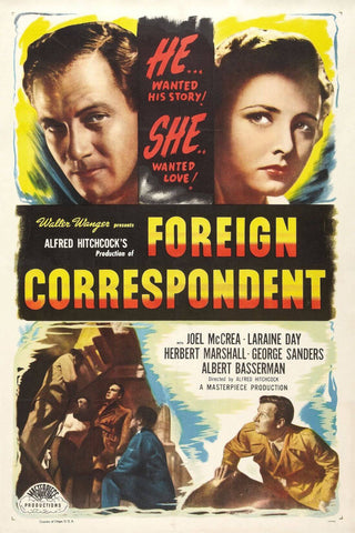 Foreign Correspondent - Alfred Hitchcock - Classic Hollywood Movie Poster by Hitchcock