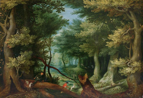 Forest Landscape With Stag Hunt - Posters by Pieter Bruegel the Elder