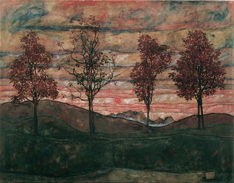 Four Trees - Egon Schiele - Canvas Prints