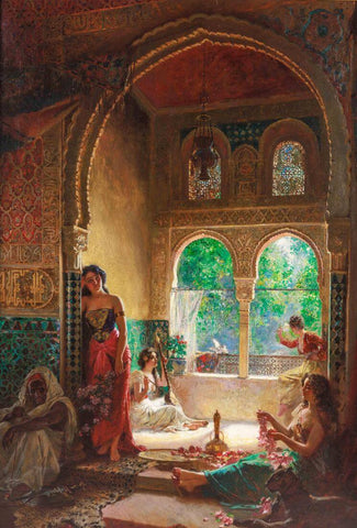 Four Women In The Harem - Rudolf Ernst - 19th Century Vintage Orientalist Painting - Posters by Rudolf Ernst