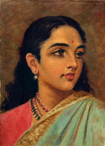 Four Portraits Studies Woman 1 - Posters by Raja Ravi Varma