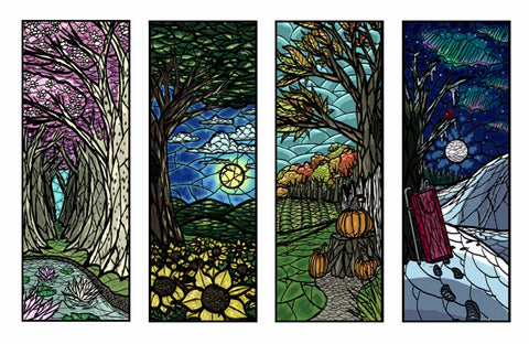 Four Seasons - Stained Glass Style - Art Panels by Hamid Raza
