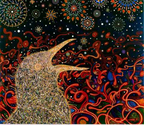 Starling - Fred Tomaselli Painting by Fred Tomaselli