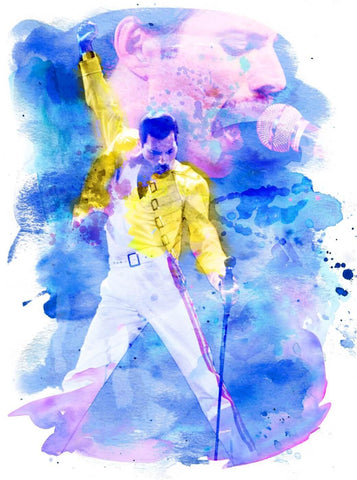 Freddie Mercury – Yellow Jacket – Graphic Fan Art Poster  by Tallenge Store