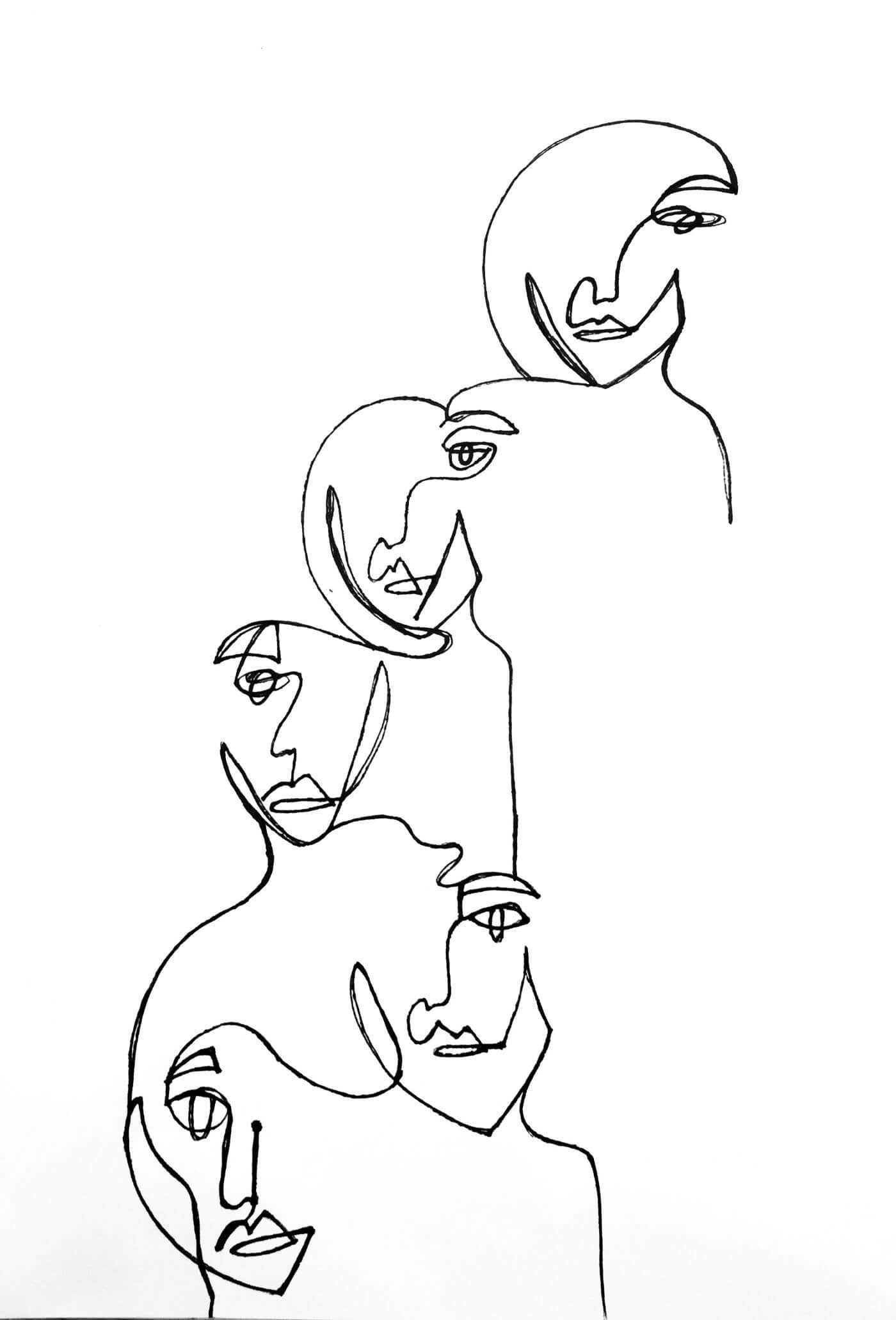 black and white line art framed
