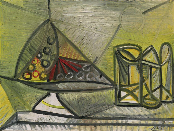 Fruit Bowl And Glasses (Compotier Et Verres)- Picasso Still Life Painting - Large Art Prints