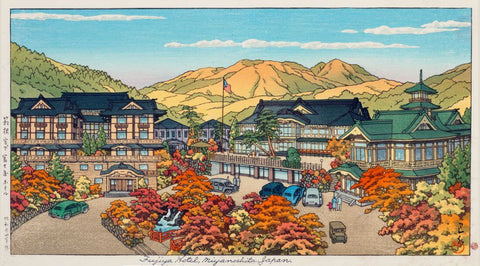 Fujiya Hotel - Miyanoshita - Kawase Hasui - Ukiyo-e Woodblock Japanese Art Print - Posters by Kawase Hasui