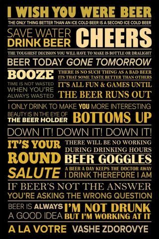 Funny Beer Quotes - Home Bar Decor Pub Dorm Art Poster - Framed Prints