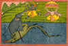 Gajendra Moksha - Bhagavata Purana - Bundi School Art - 18Th Century -  Vintage Indian Miniature Art Painting - Framed Prints