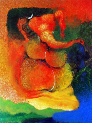 Ganapati Contemporary Abstract Ganesha Painting - Canvas Prints by Shoba Shetty