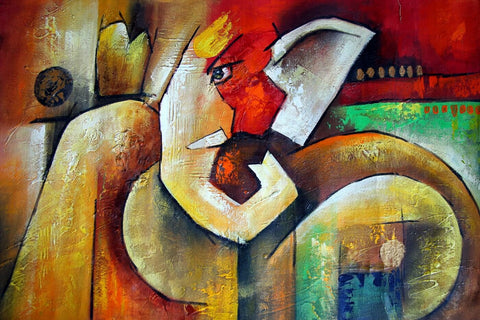 Ganapati Contemporary Ganesha Abstract Art Painting - Canvas Prints