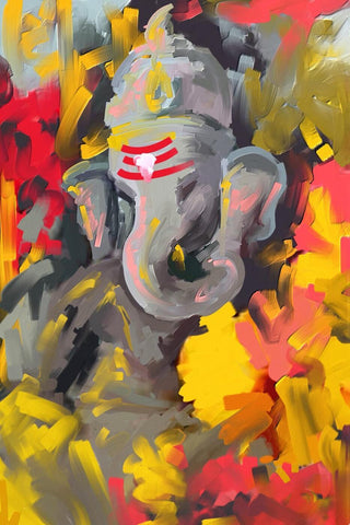 Ganapati Modern Art Ganesha Painting - Framed Prints by Shoba Shetty