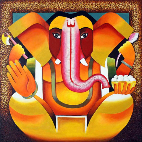 Ganesha Contemporary Ganapati Painting - Posters by Shoba Shetty