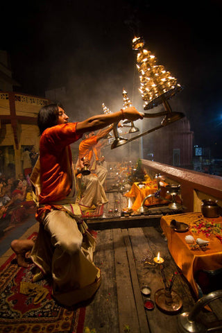 Ganga Aarti At Dasaswamedh Ghat Varanasi (Benaras) IV - Art Prints by Shriyay