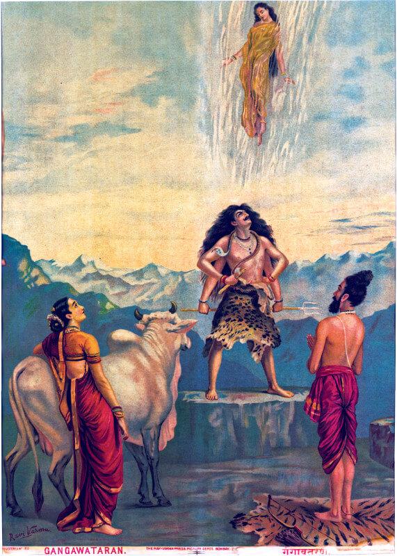 Gango Ravi Gangawataran - Descent of Ganga - Raja Ravi Varma Oleograph Print ...